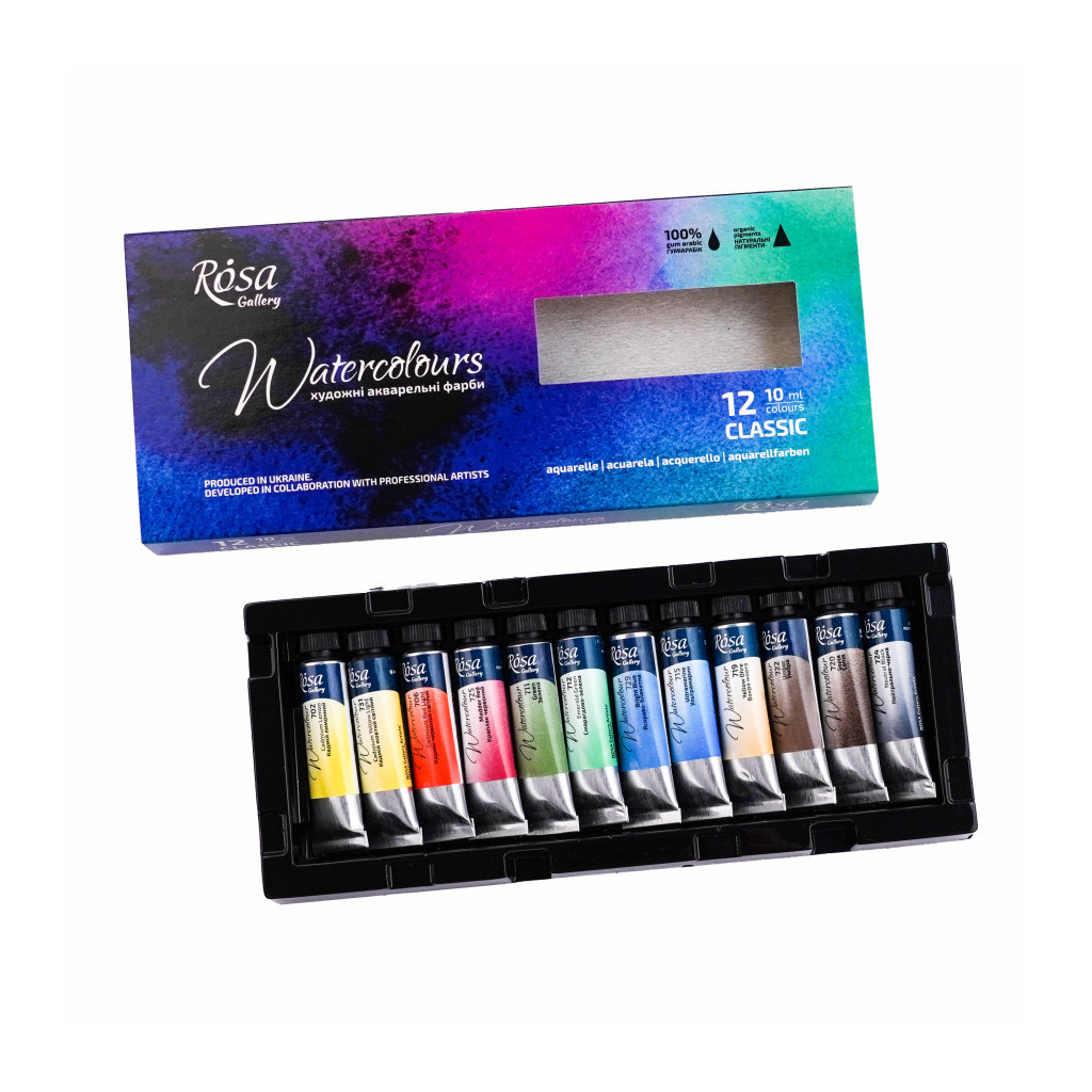 Акварельні фарби Rosa Gallery Classic 12 кольорів по 10 мл (4823098540687) - изображение 4
