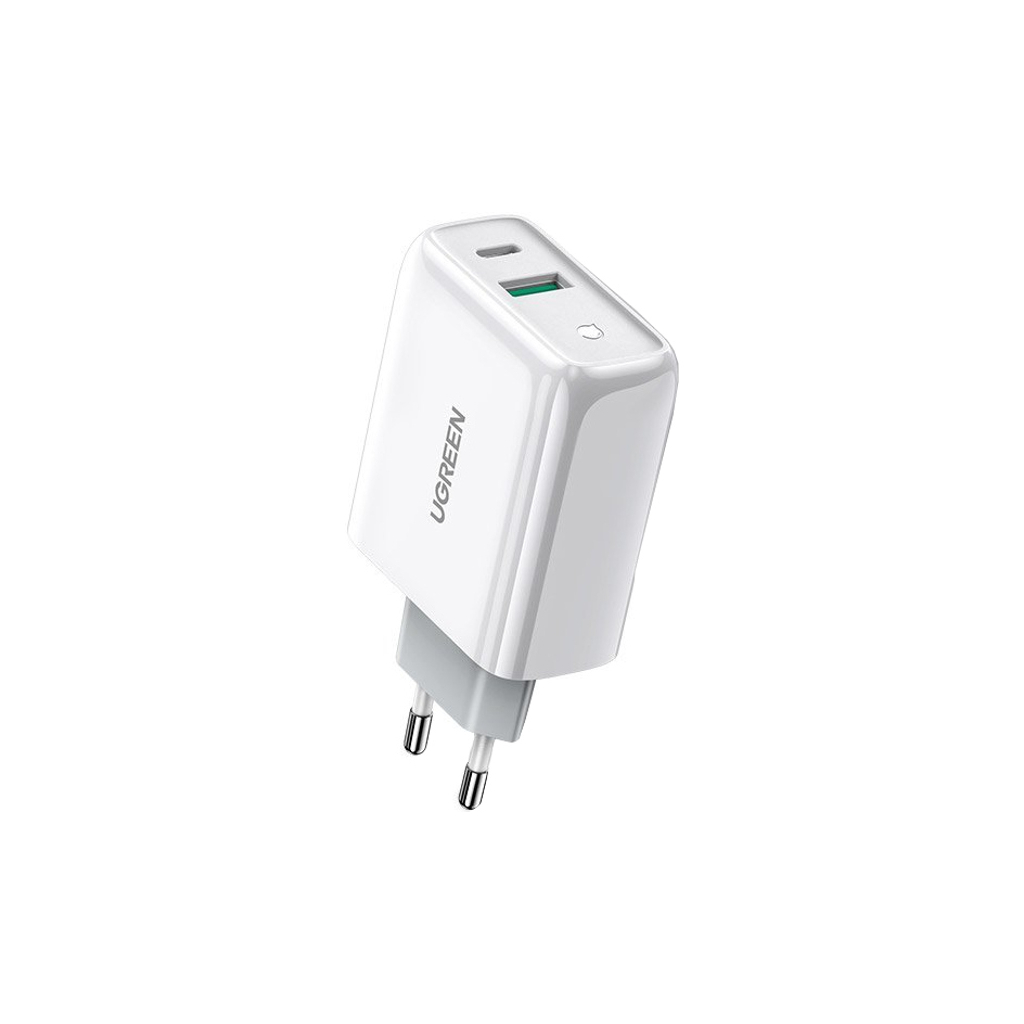Зарядний пристрій Ugreen CD170 36W USB + Type-C Charger (White) (60468) - зображення 1