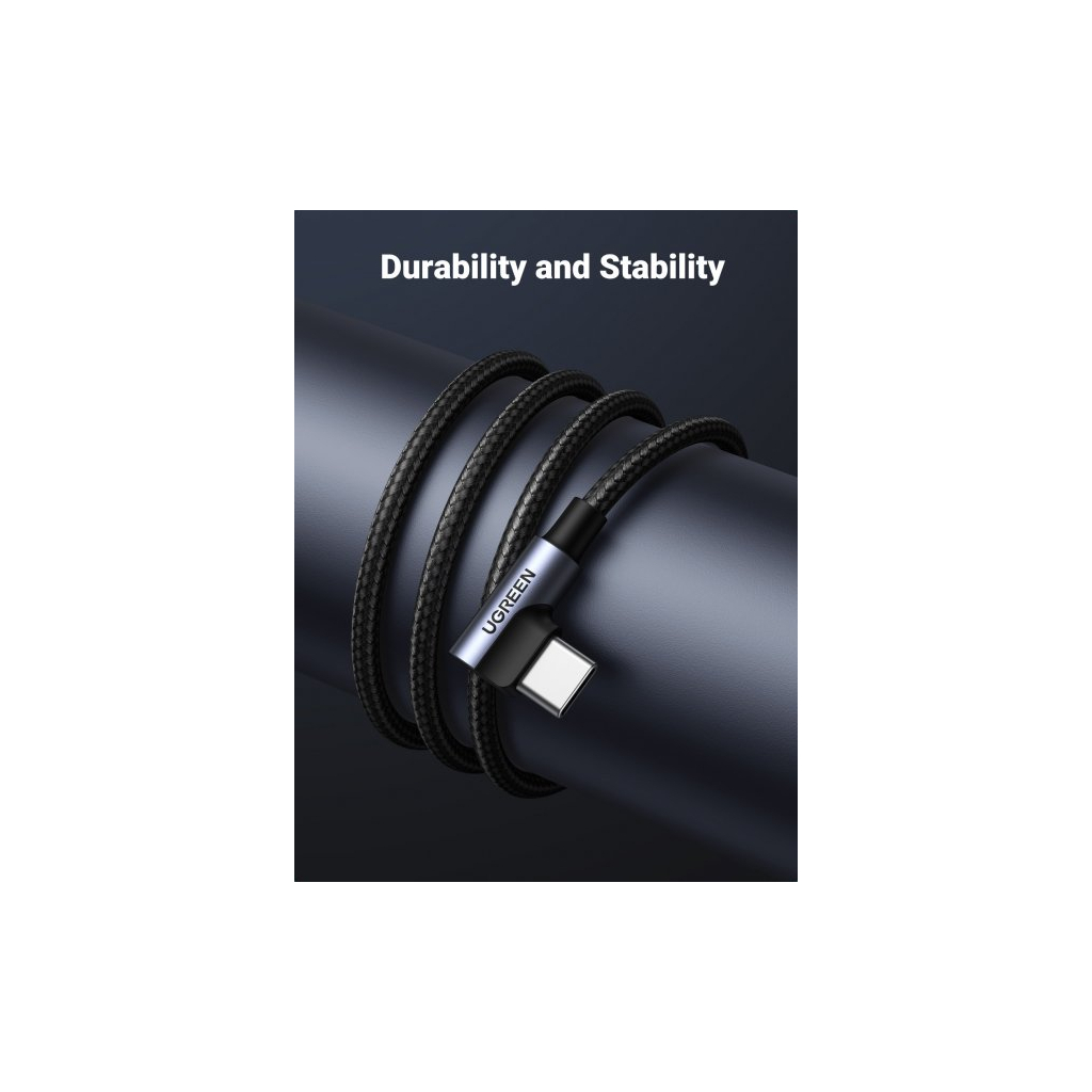Дата кабель USB 2.0 AM to Type-C 1.0m US176 Both Angled 3A (Black) Ugreen (20856) - изображение 4