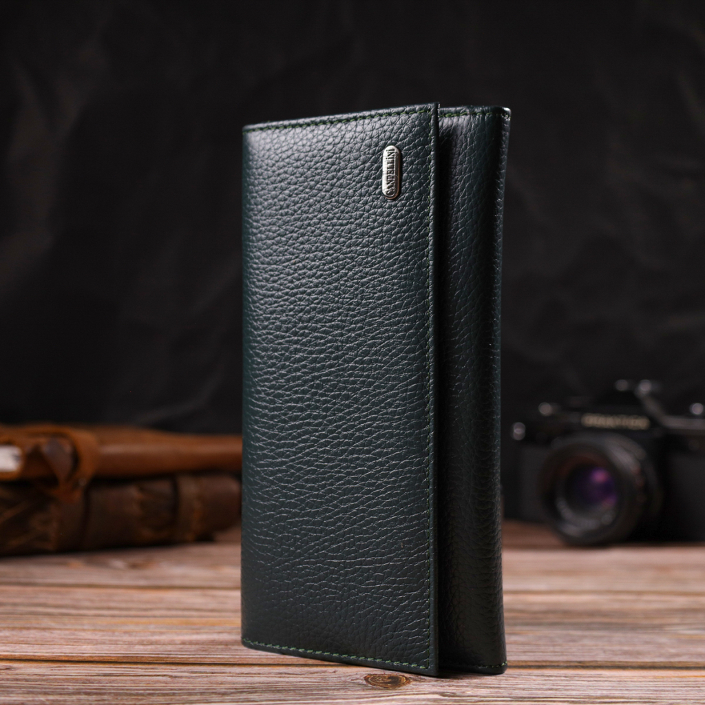 Портмоне Canpellini З натуральної шкіри флотар Зелене (21854) - зображення 8