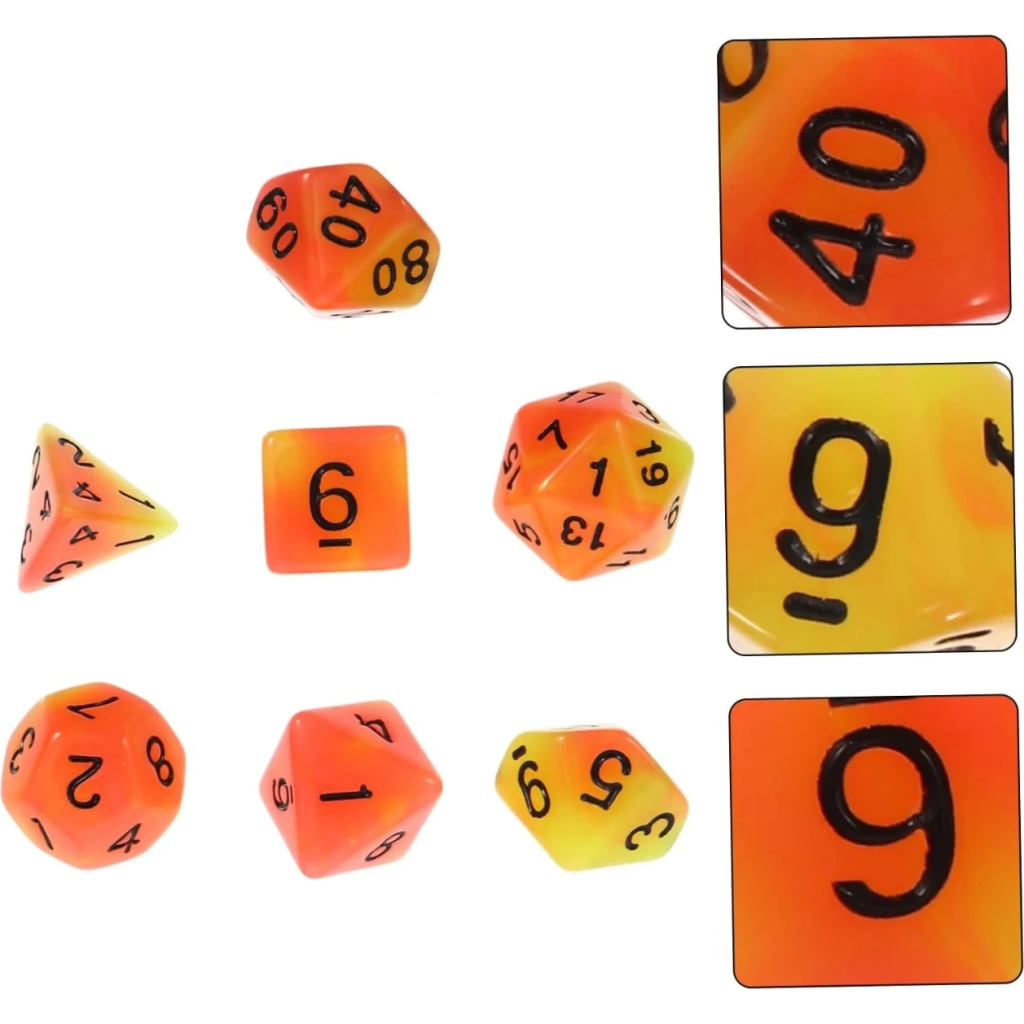 Набір кубиків для настільних ігор Games 7 Days Double Color Glow in the dark 7 Dice Set - Red-Orange (g7dglowdc03) - изображение 2