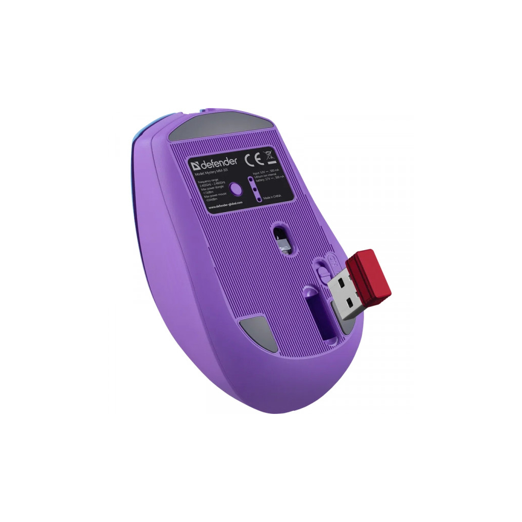 Мишка Defender Mystery MM301 LED Wireless/Bluetooth Violet (52301) - зображення 5