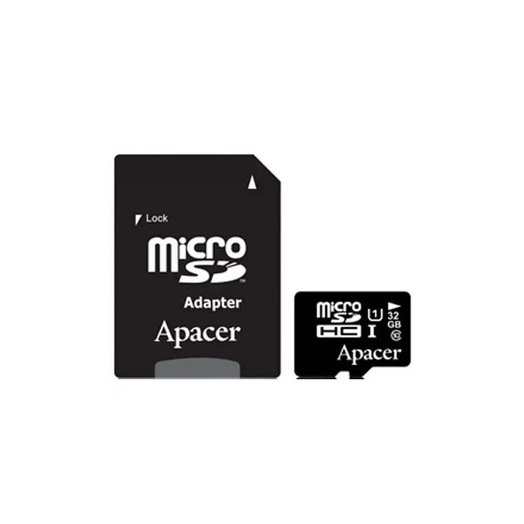 Карта пам'яті Apacer 32GB microSDHC UHS-I Class10 w/ 1 Adapter RP (AP32GMCSH10U1-R) - зображення 1