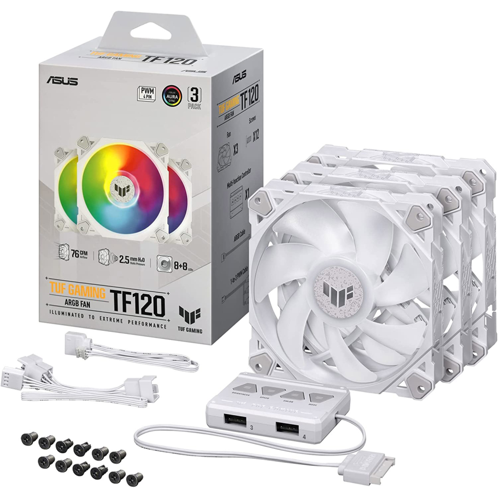 Кулер до корпусу Corsair TUF Gaming TF120 ARGB 3IN1 White (90DA0033-B09030) - зображення 9