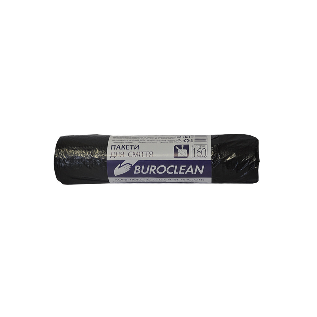 Пакети для сміття Buroclean чорні 160 л 10 шт. (4823078910677) - зображення 1