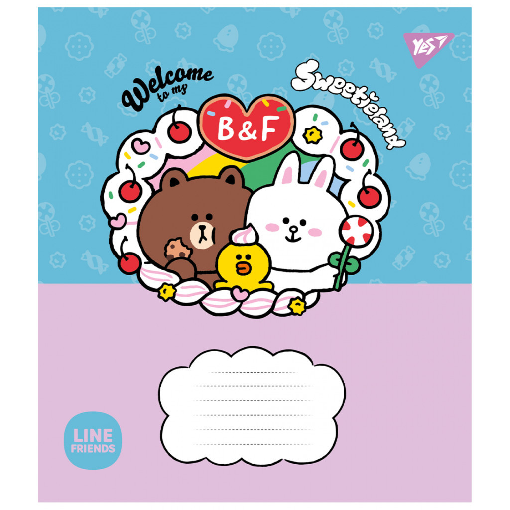 Зошит Yes Line Friends. Sweetieland 12 аркушів коса лінія (766935) - зображення 6