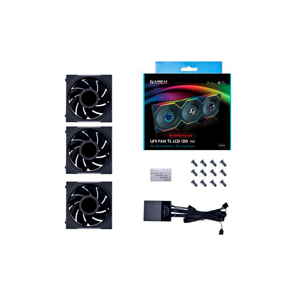 Кулер до корпусу Lian Li Reverse TL LCD 120-3, Black (G99.12RTLLCD3B.00) - зображення 8
