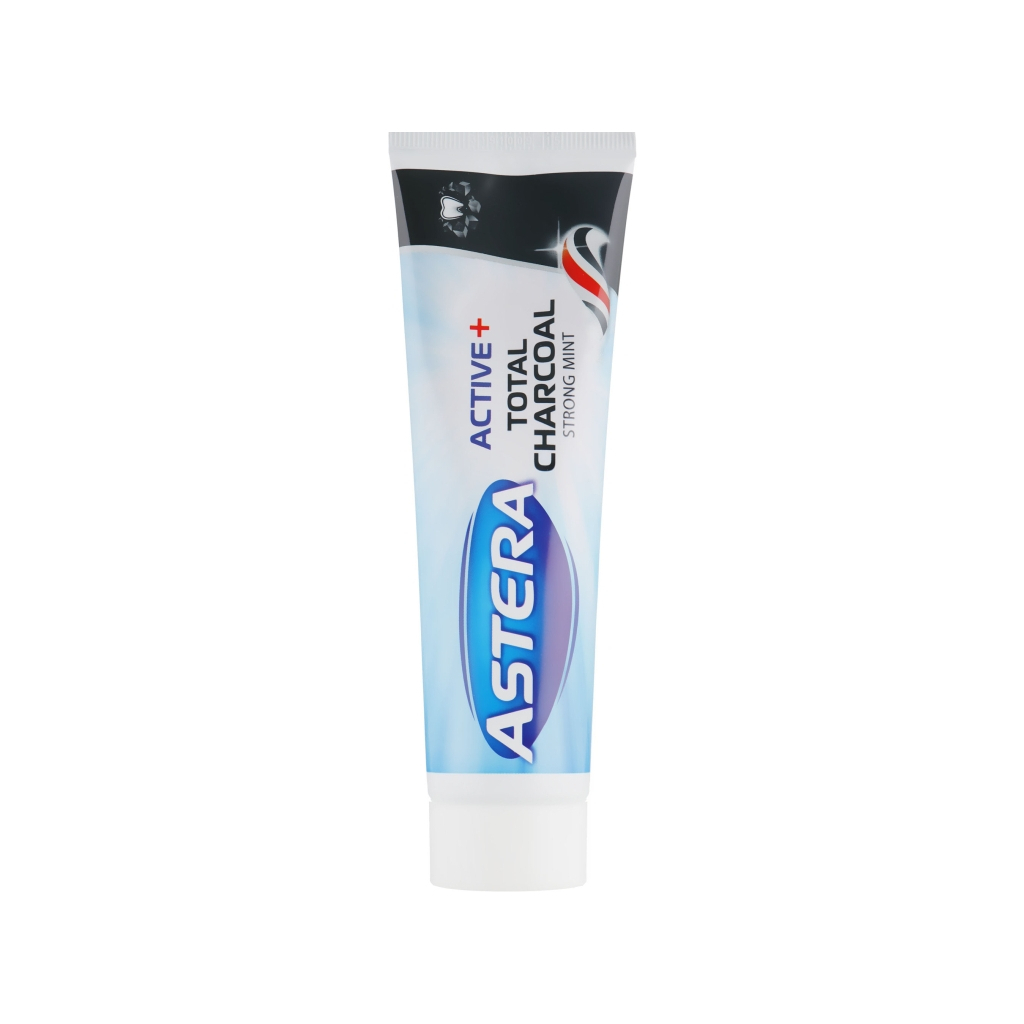 Зубна паста Astera Active+ Total Charcoal Комплексний догляд з активованим вугіллям 100 мл (3800013511312) - зображення 1