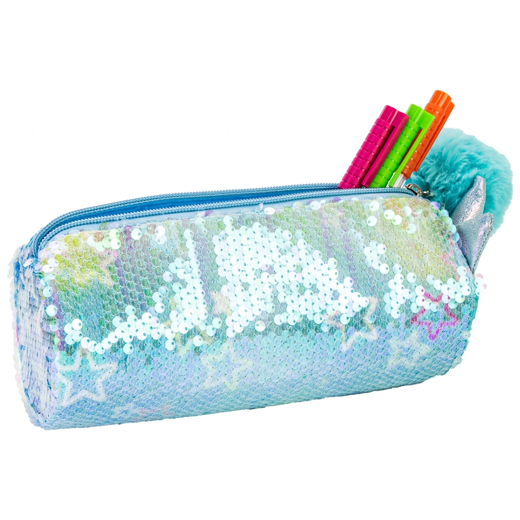 Пенал Cool For School з паєтками та помпоном 1 відділення блакитний (CF87061) - зображення 2