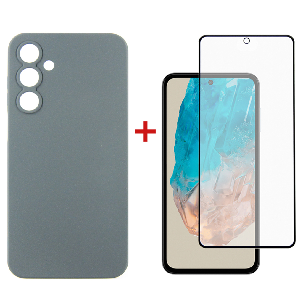 Чохол до мобільного телефона Dengos Samsung Galaxy M35 5G Carbon + glass Grey (DG-KM-101) - зображення 1