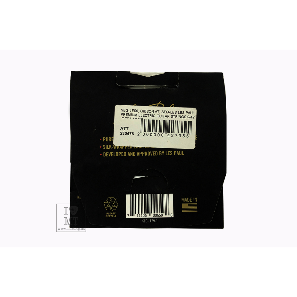 Струни для гітари Gibson SEG-LES Les Paul Premium Electric Guitar Strings Ultra-Light (09-42) (230476) - зображення 2
