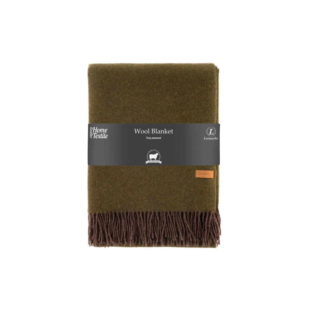 Плед Ardesto Leonardo Doubleface 100% вовна 140x200 см хакі-шоколад (ART0402LD) - зображення 1