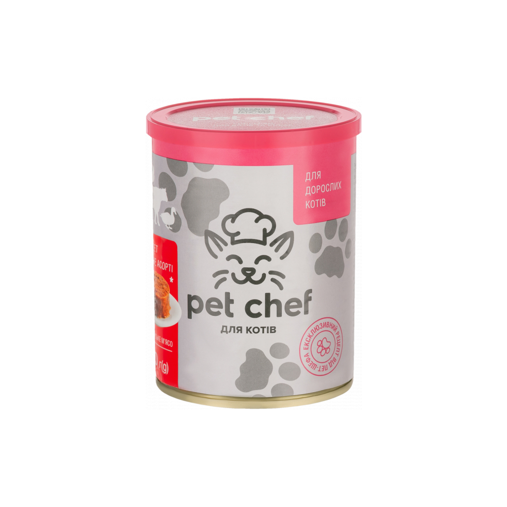 Паштет для котів Pet Chef м’ясне асорті 360 г (4820255190402) - зображення 1