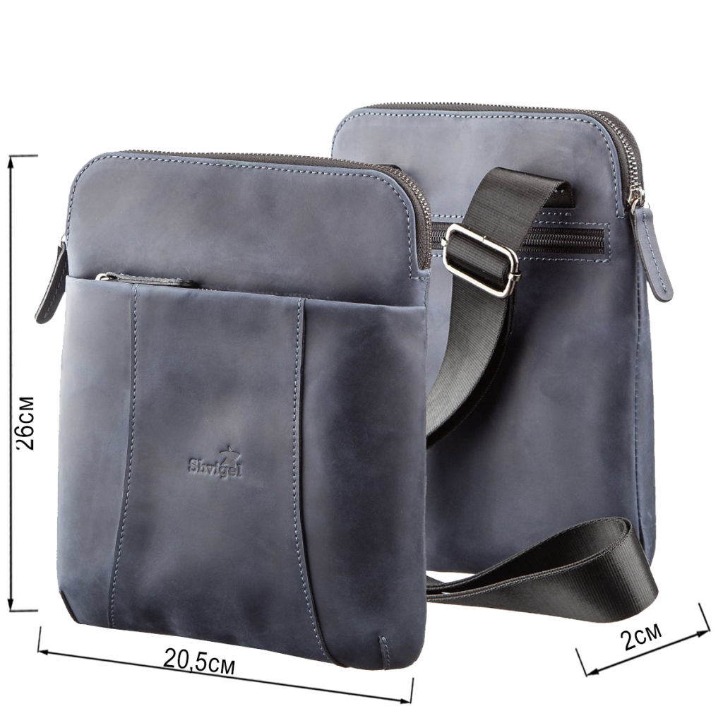 Сумка Shvigel З вінтажної шкіри Синя (11179) - зображення 3