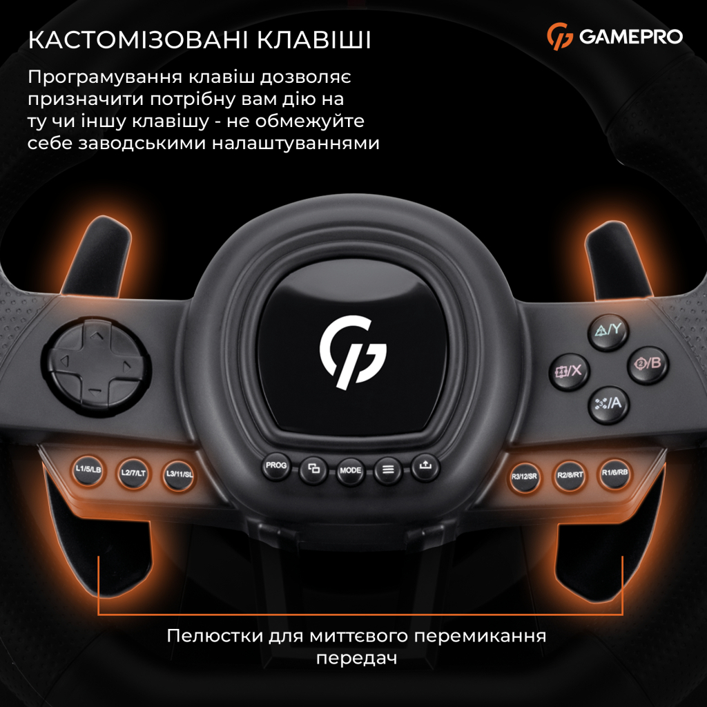 Кермо GamePro RW038PM з педалями та коробкою передач PC/XBOX360/XBOXONE/SWITCH/PS3/PS4 (RW038PM) - зображення 13