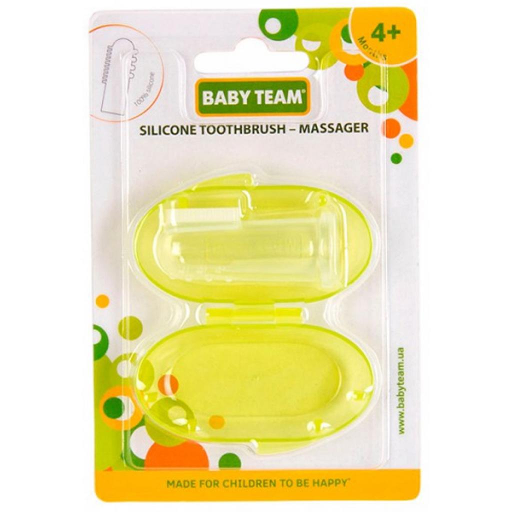 Дитяча зубна щітка Baby Team силіконова щітка-масажер з контейнером (7200_салатовый) - зображення 2