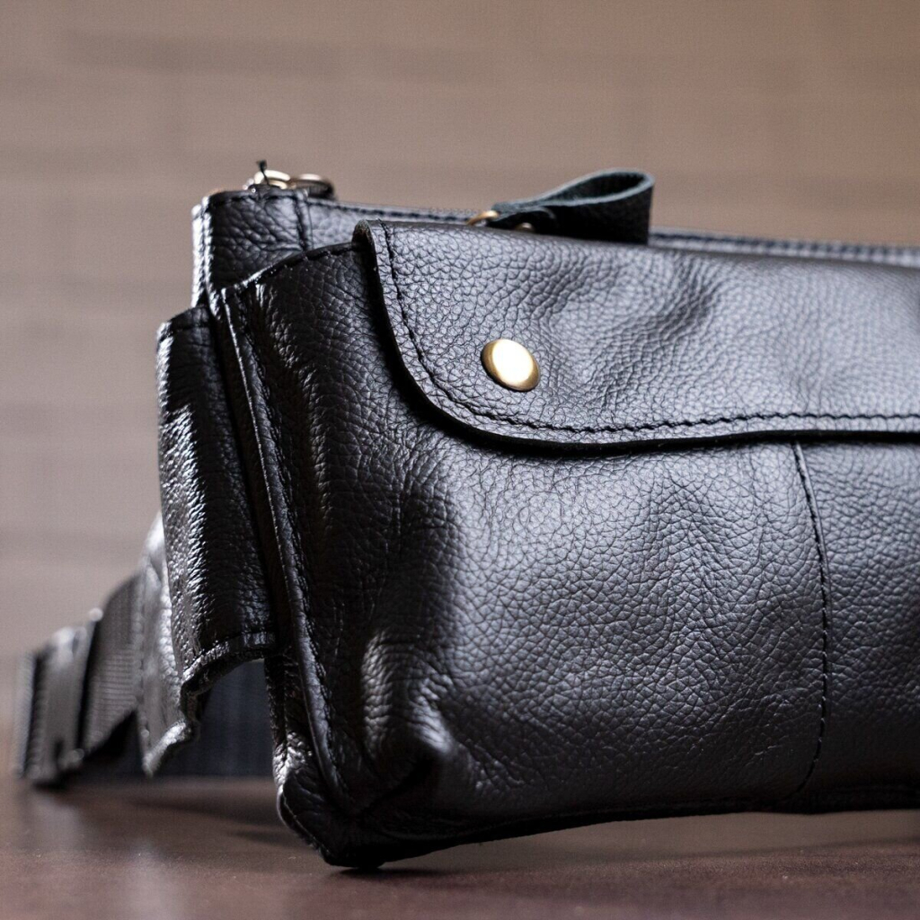 Сумка Vintage Бананка зі шкіри Чорна (14809) - зображення 6