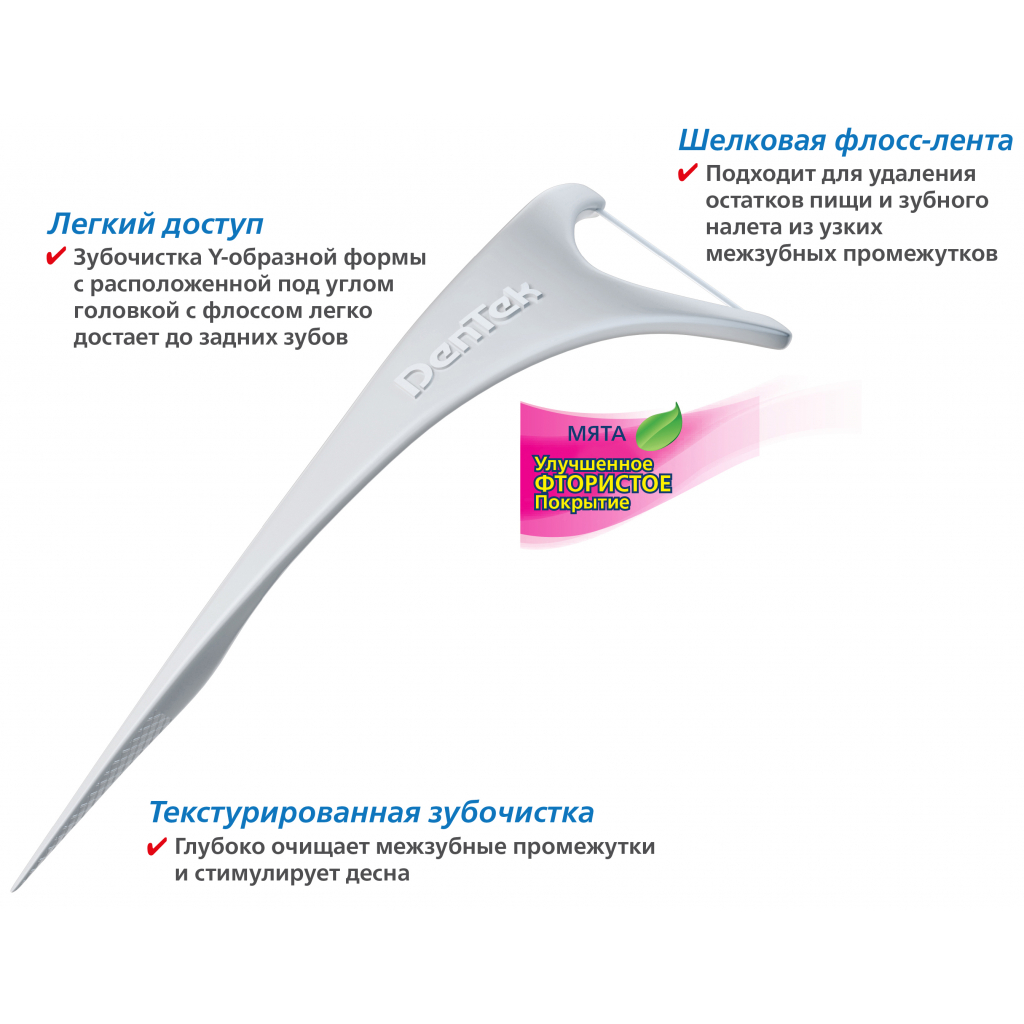 Флос-зубочистки DenTek Комфортне очищення Задні зуби 75 шт. (047701000892) - зображення 4
