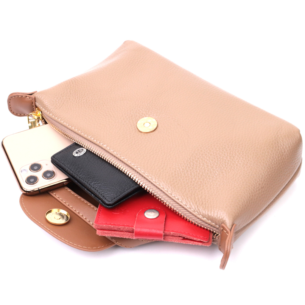 Сумка Vintage Жіноча з клапаном з натуральної шкіри Бежева (22251) - зображення 8