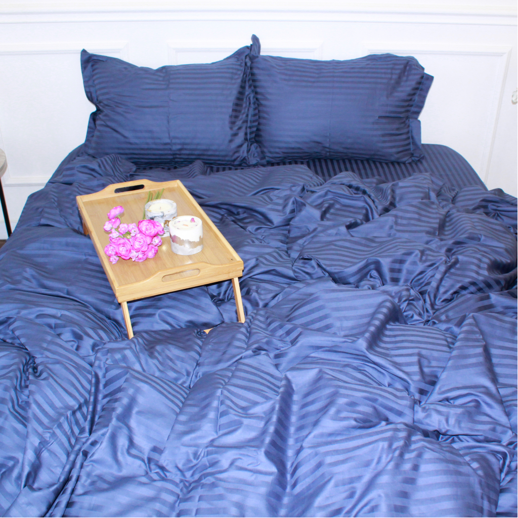 Постільна білизна MirSon Satin Stripe 30-0020 Smoky Blue 110х140 Дитяча (2200005246313) - зображення 3