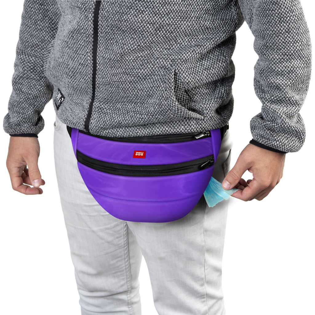 Поясна сумка-бананка для собак WAUDOG Family зі знімним ременем 33x17x10 см фіолетова (56889) - зображення 5