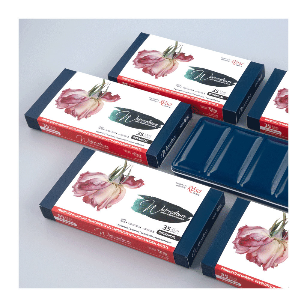 Акварельні фарби Rosa Gallery Bontanical, 35 кольорів 2,5мл, кювета, Індіго (4823098540724) - изображение 5