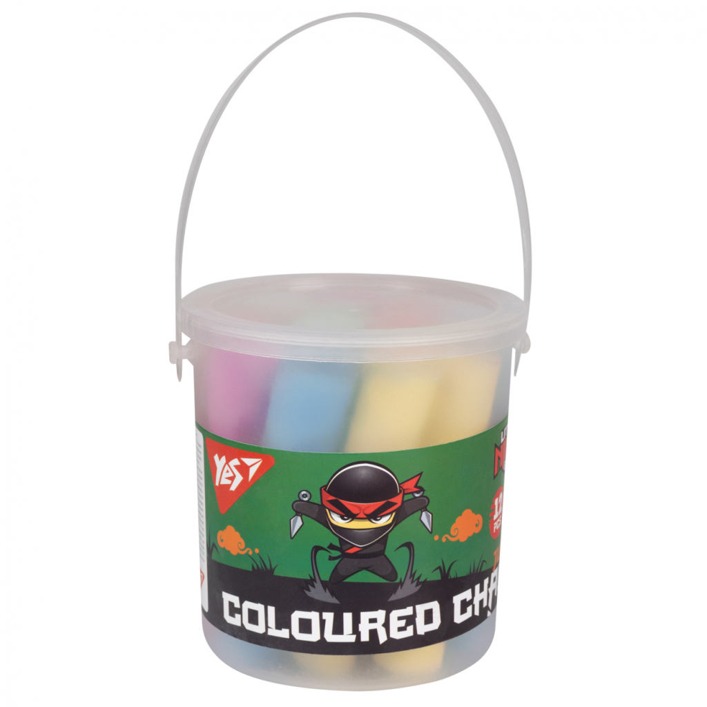 Крейда Yes кольорова Ninja 12 шт JUMBO в відрі (400509) - изображение 1