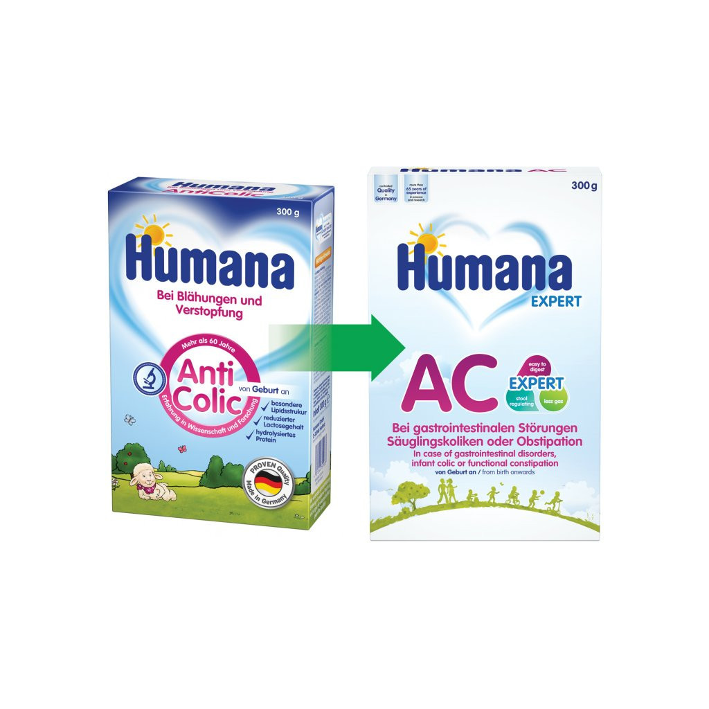 Дитяча суміш Humana AC Expert У разі дитячих кольок і запорів 300 г (4031244720467) - зображення 1