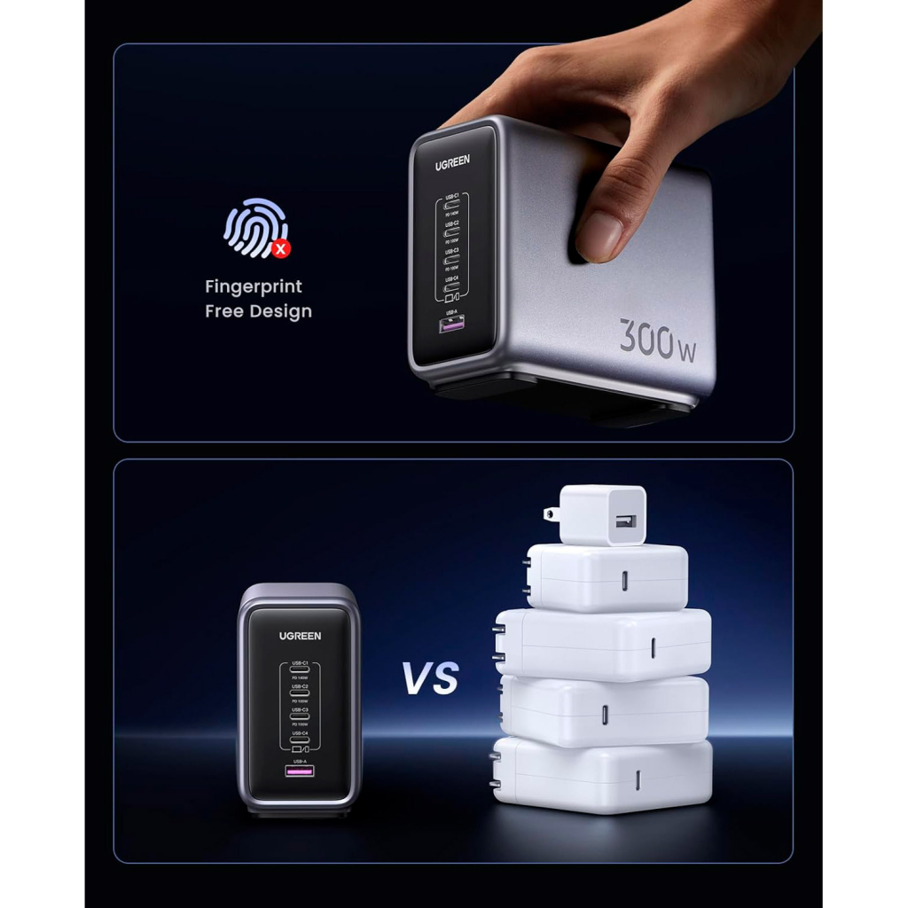 Зарядний пристрій Ugreen 5xUSB 300W Nexode (5хUSB-C) CD333 (90903B) - зображення 9