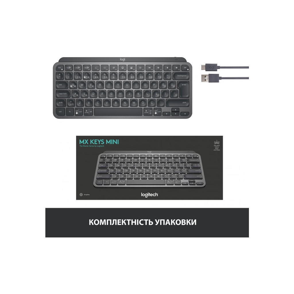 Клавіатура Logitech MX Keys Mini Wireless Illuminated UA Graphite (920-010498) - зображення 8