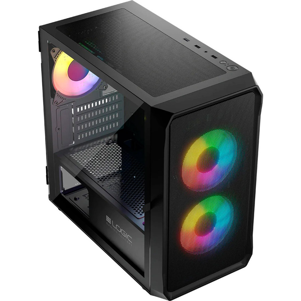 Корпус Logic concept PORTOS MESH+GLASS ARGB fans 3x120mm BLACK (AM-PORTOS-10-0000000-0002) - зображення 4