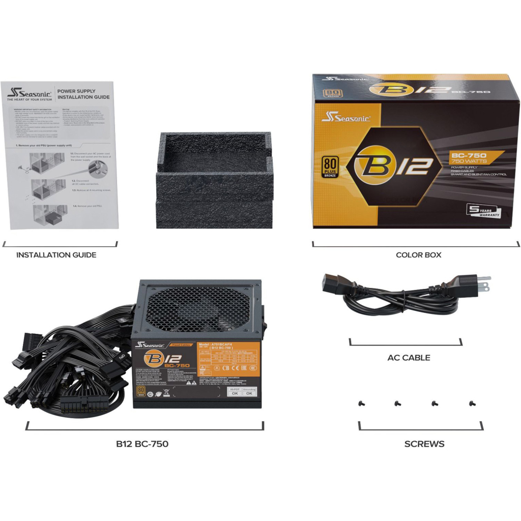 Блок живлення Seasonic 750W B12 Bronze (A751BCAFH) - изображение 5