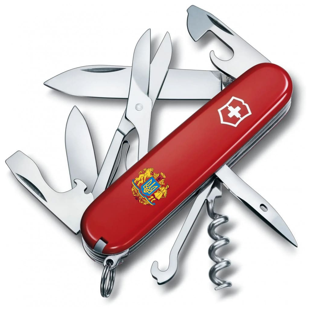 Ніж Victorinox Climber Ukraine Red "Великий Герб України" (1.3703_T0400u) - зображення 1