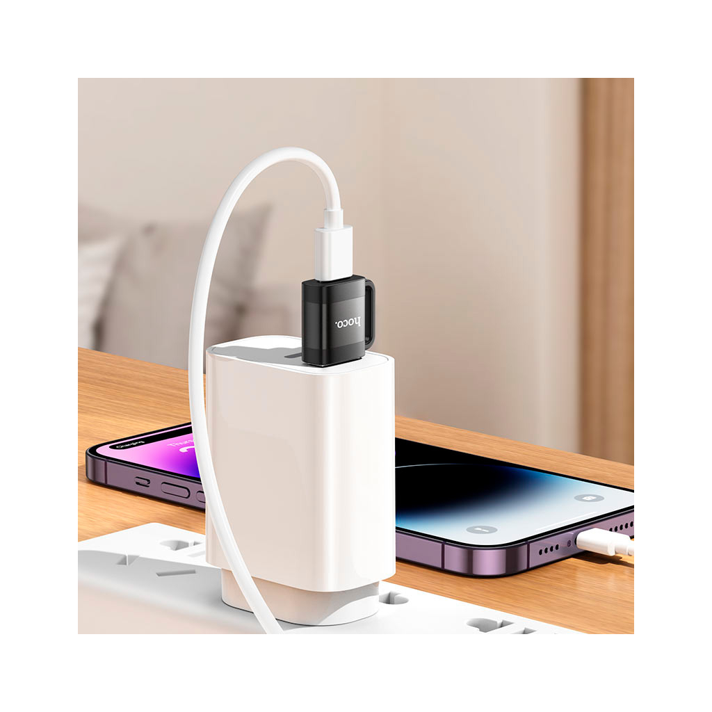 Перехідник UA31D USB M to USB-C F USB2.0 Black HOCO (6942007628143) - зображення 6