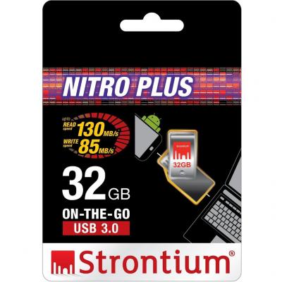 USB флеш накопичувач Strontium Flash 32GB Nitro Plus Silver OTG USB 3.0 (SR32GSLOTG1Z) - зображення 3