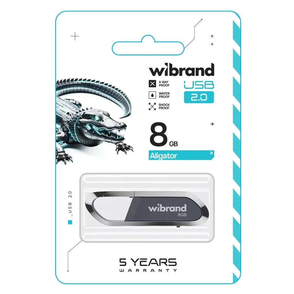 USB флеш накопичувач Wibrand 8GB Aligator Grey USB 2.0 (WI2.0/AL8U7G) - зображення 2