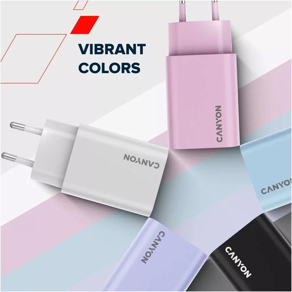 Зарядний пристрій Canyon 30CL OnCharge USB-C PD30W Purple (CNE-CHA30CLPU) - зображення 8