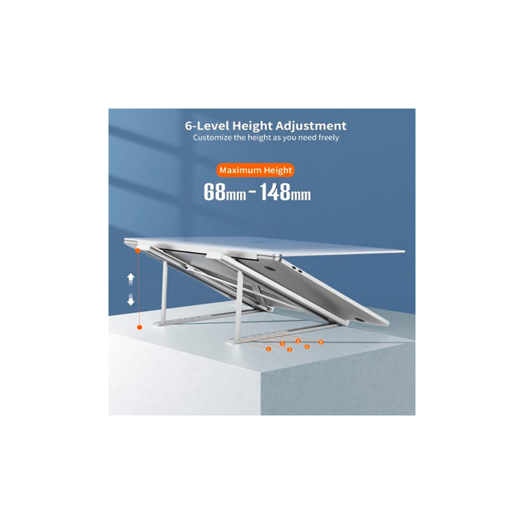 Підставка до ноутбука Vention Foldable 90-136mm Laptop up 15.6" stand silver (H055-SL) - зображення 4