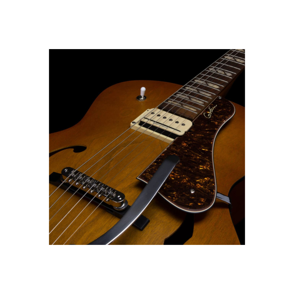 Гітара напівакустична Godin 5th Avenue Jumbo P-Rail Harvest Gold (235913) - зображення 7