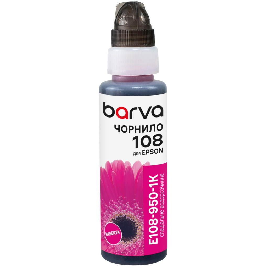 Чорнило Barva Epson 108 100 мл, Magenta, флакон OneKey (1K) (E108-950-1K) - зображення 1