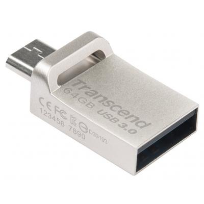 USB флеш накопичувач Transcend 64GB JetFlash OTG 880 Metal Silver USB 3.0 (TS64GJF880S) - зображення 3