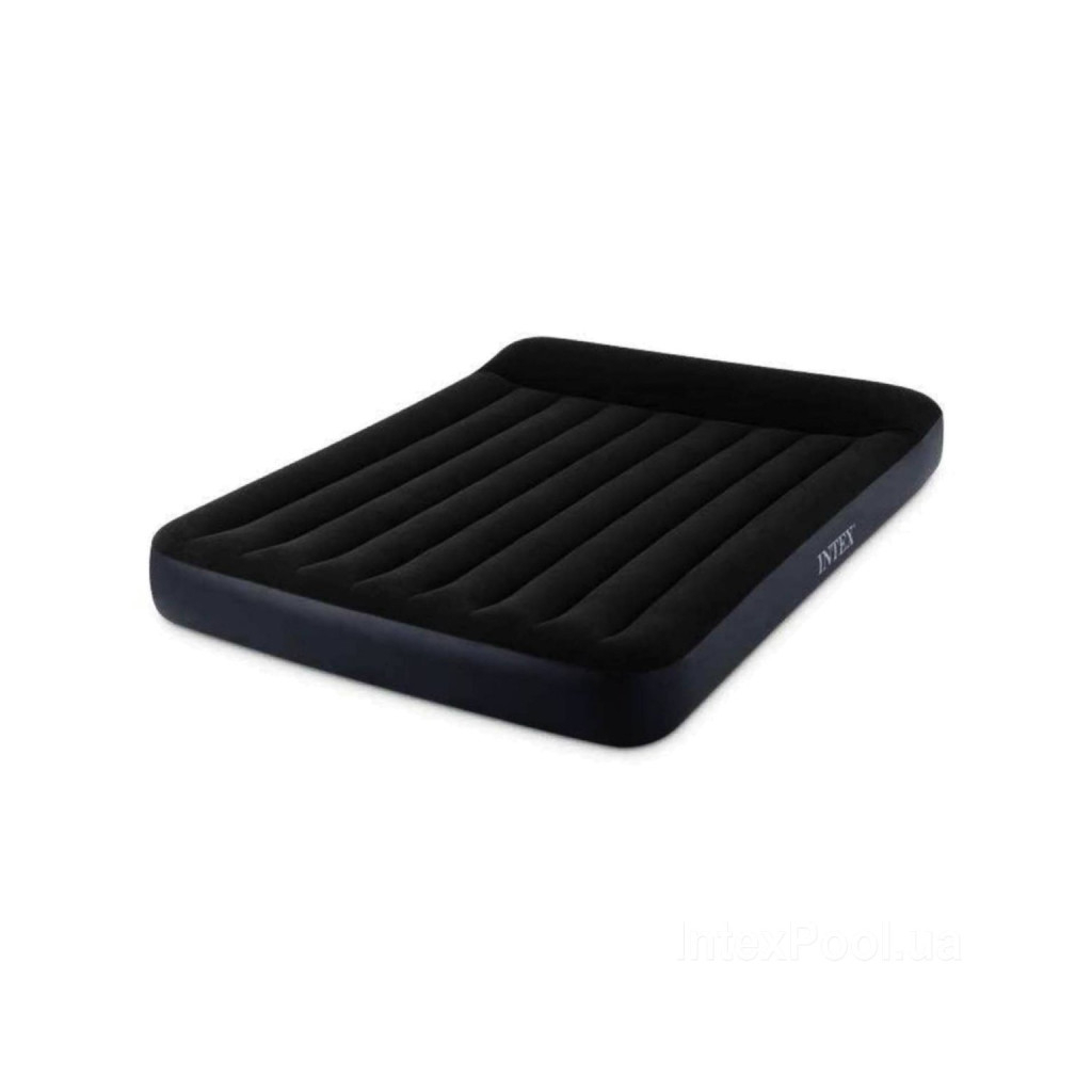 Матрац надувний Intex Dura-Beam велюр 152 х 203 х 25 см Чорний (Intex 64143) - зображення 1