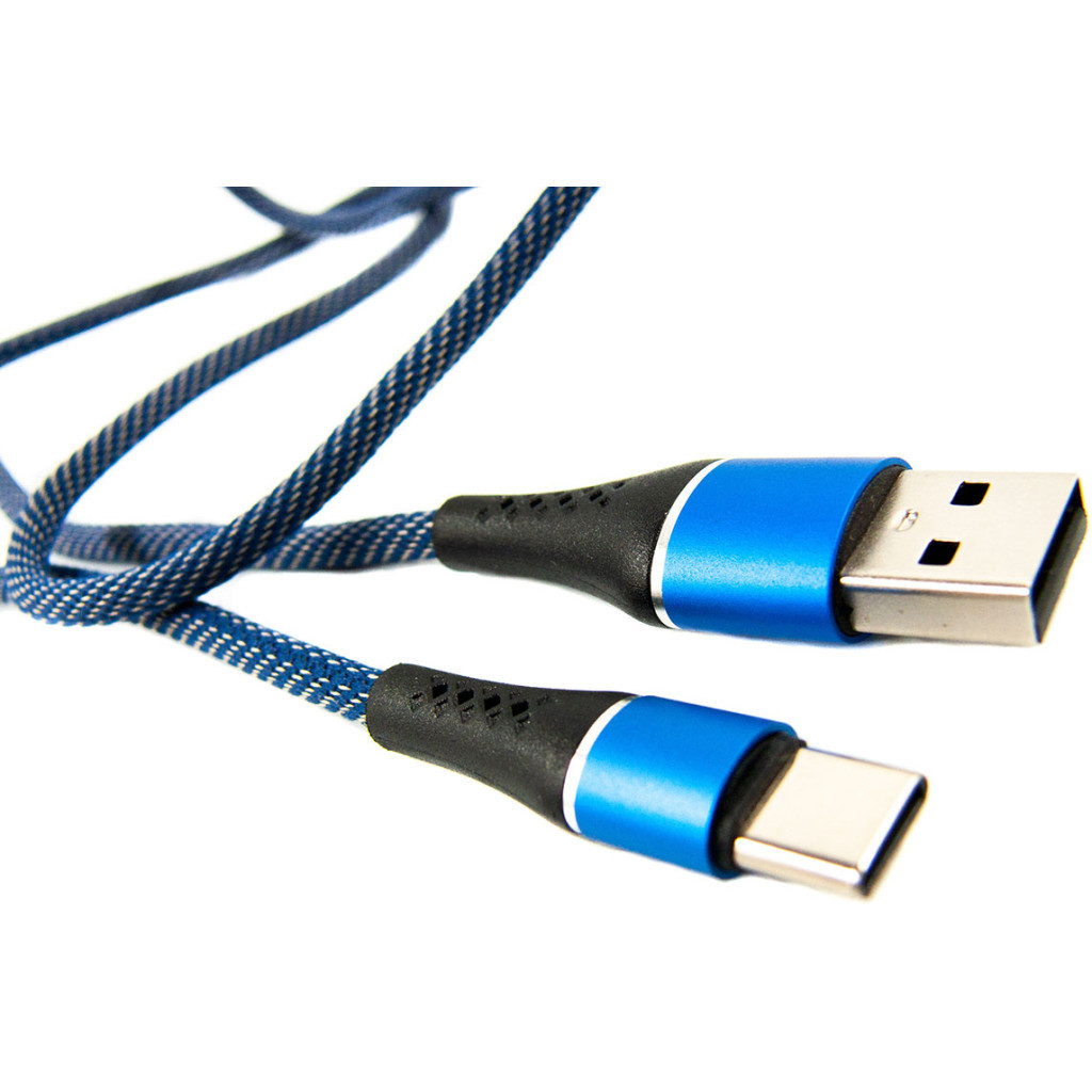 Дата кабель USB 2.0 AM to USB-C 1.0m blue Dengos (NTK-TC-MT-JEANS) - зображення 3