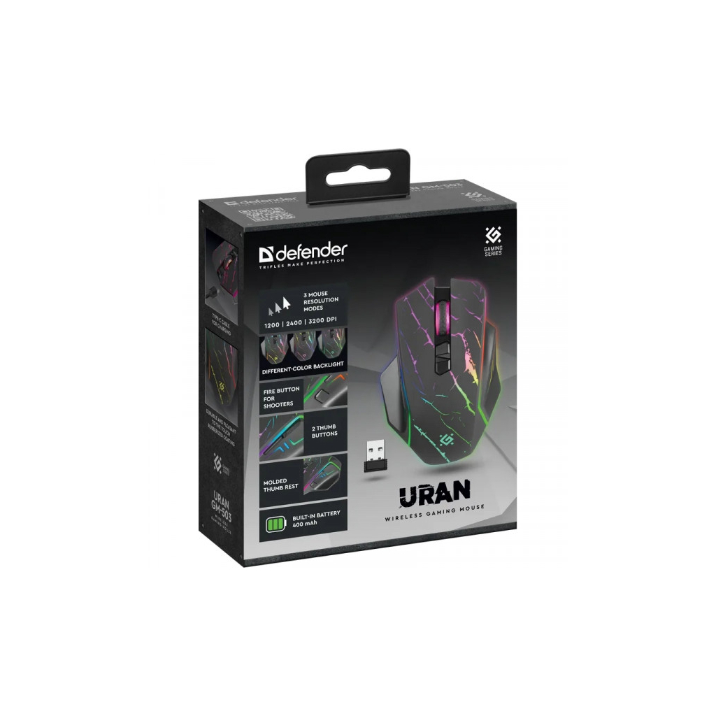 Мишка Defender Uran GM503 Wireless Black (52503) - зображення 7