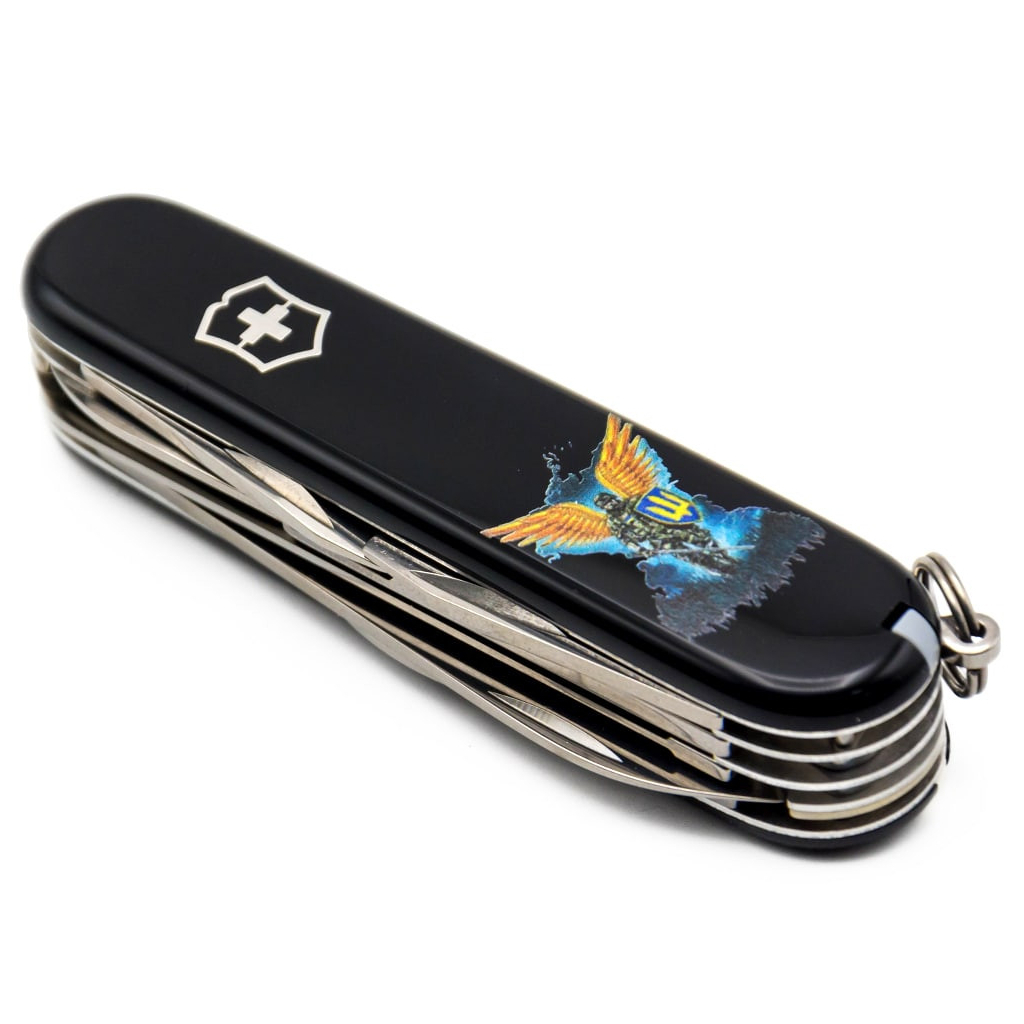Ніж Victorinox Huntsman Ukraine Black "Янгол ЗСУ" (1.3713.3_T1061u) - зображення 6