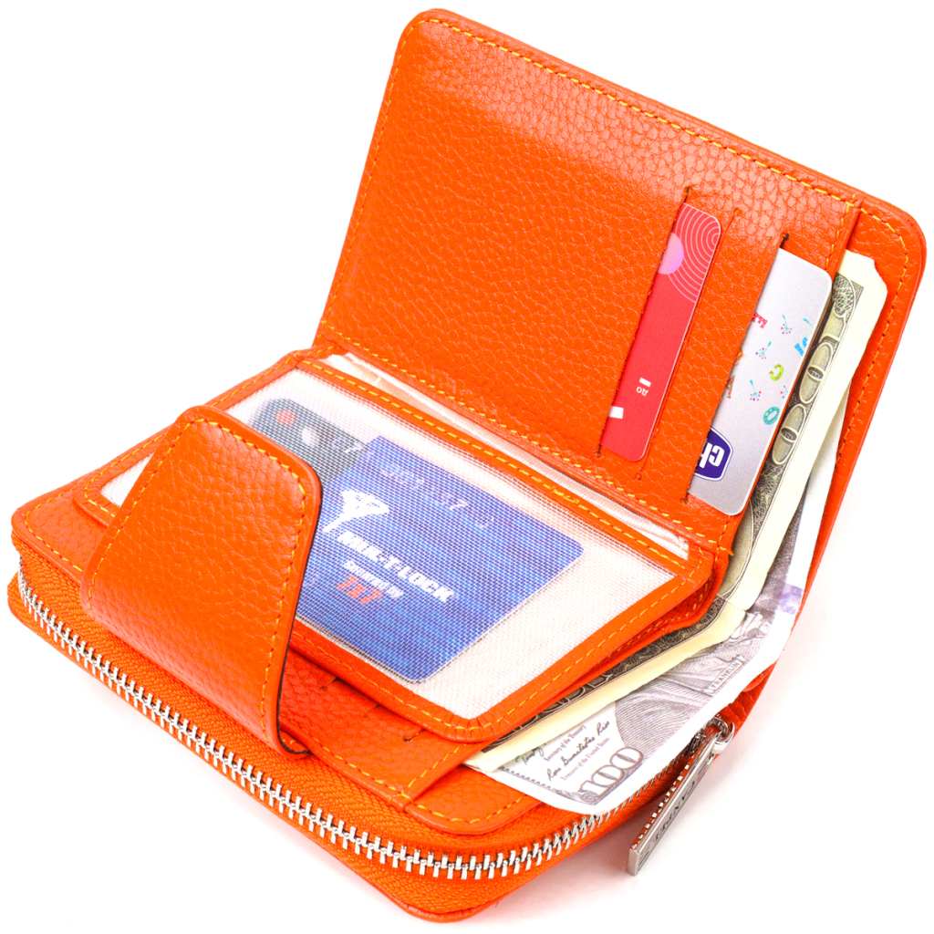 Портмоне Canpellini З натуральної шкіри флотар Помаранчеве (21602) - зображення 6