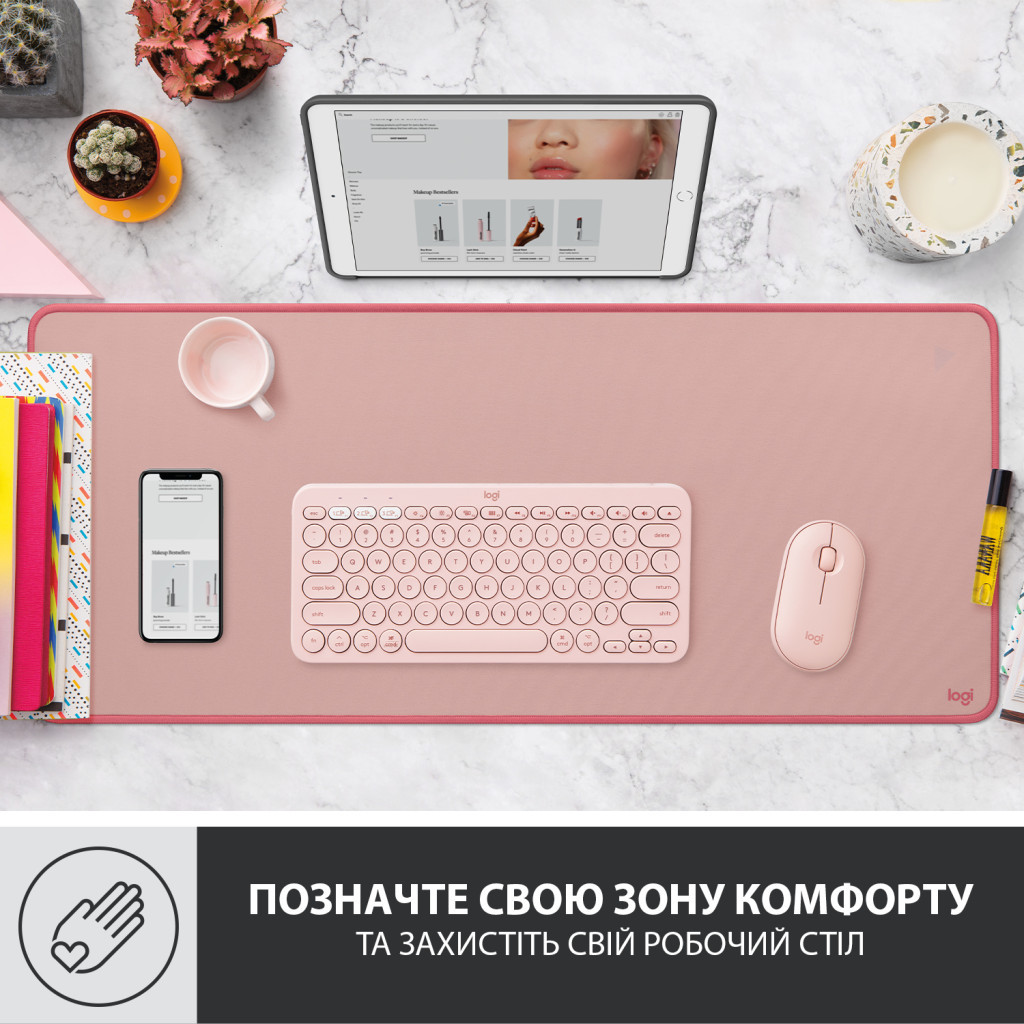 Килимок для мишки Logitech Desk Mat Studio Series Darker Rose (956-000053) - picture 2