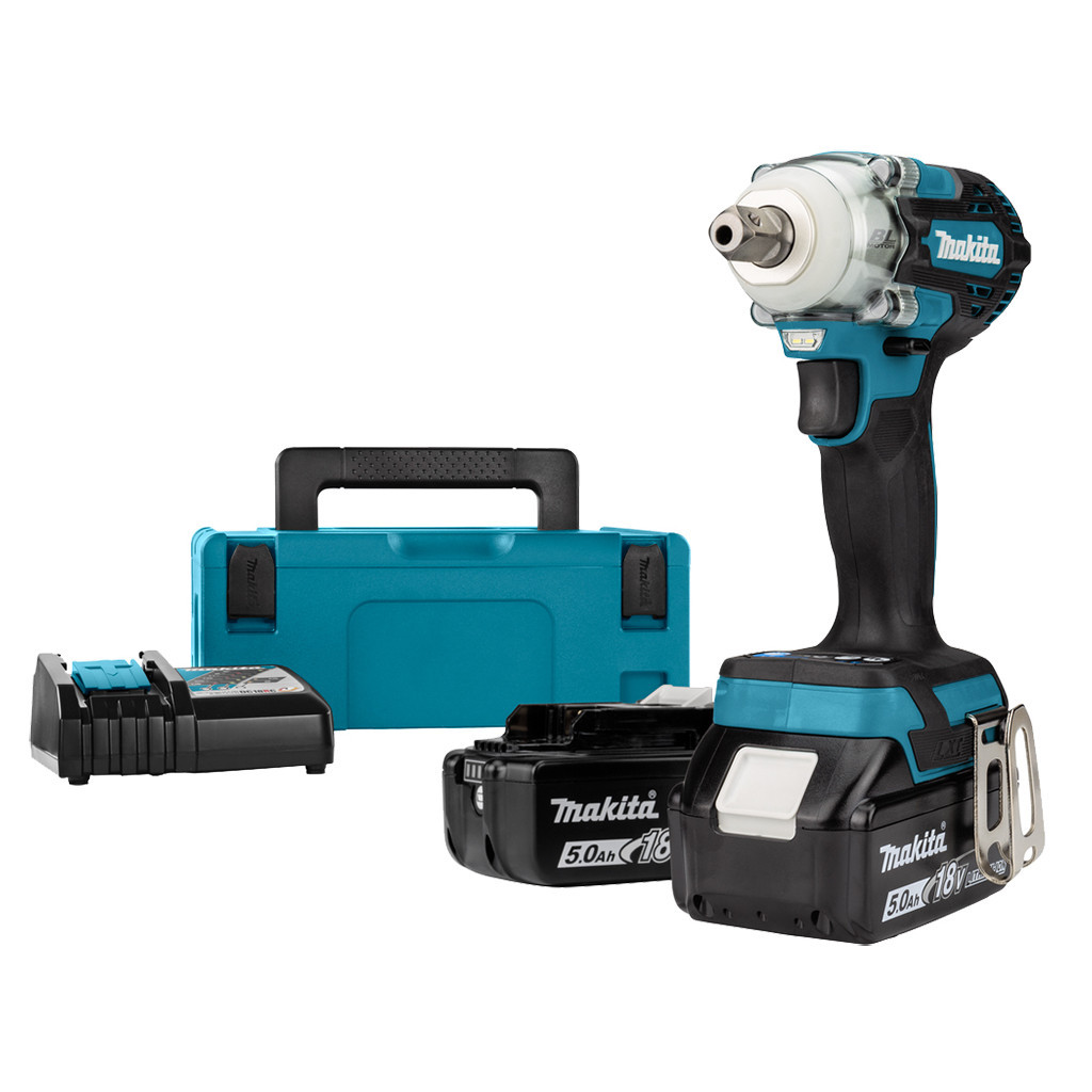 Гайковерт Makita LXT, 18V, 2x5Ah, DC18RC, Makpac, 300 Нм, 1/2" (DTW301RTJ) - зображення 1