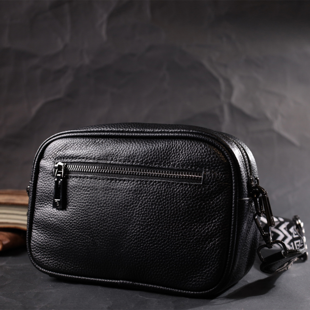 Сумка Vintage Шкіряна жіноча через плече на одне відділення Чорна (22387) - зображення 9