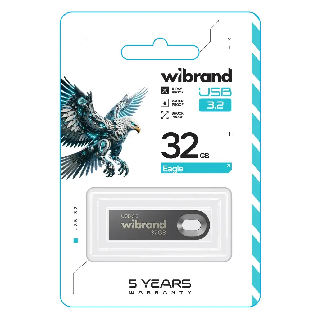 USB флеш накопичувач Wibrand 32GB Eagle Grey USB 3.2 Gen 1 (USB 3.0) (WI3.2/EA32U10G) - зображення 2